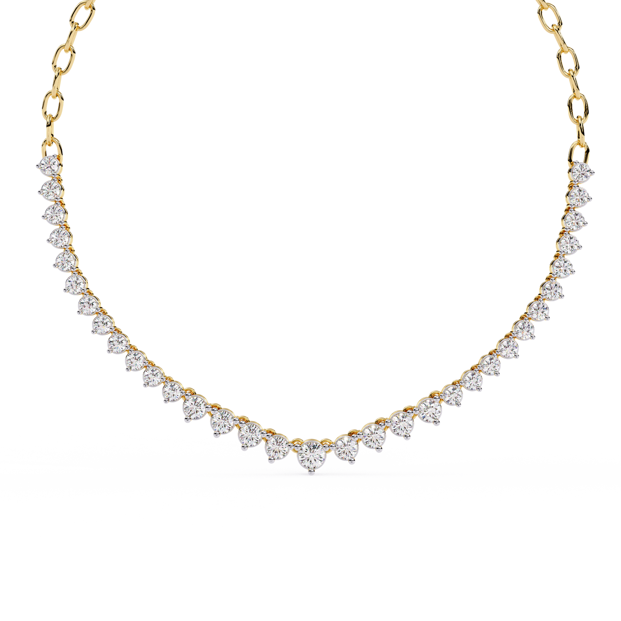 Mode Classic Round Lab Grown Diamond curved necklace