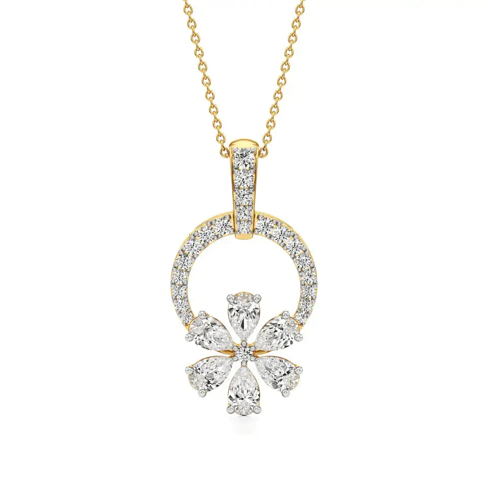 Flora | Round & Pear Lab Grown Diamonds Floral Pendant - Nivara