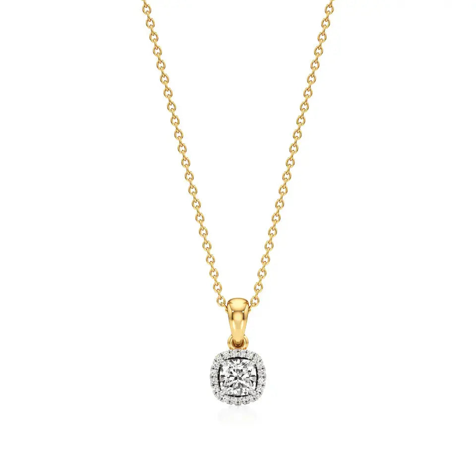 Mira | Cushion-Cut Solitaire with Halo Lab Grown Diamonds Pendant - Nivara