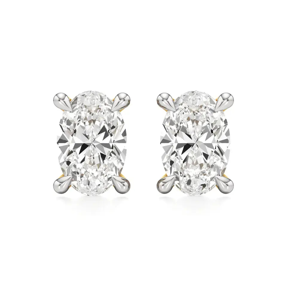 Thea | Four Prong Studs with Oval Shaped Solitaire Lab-Grown Diamond - Nivara