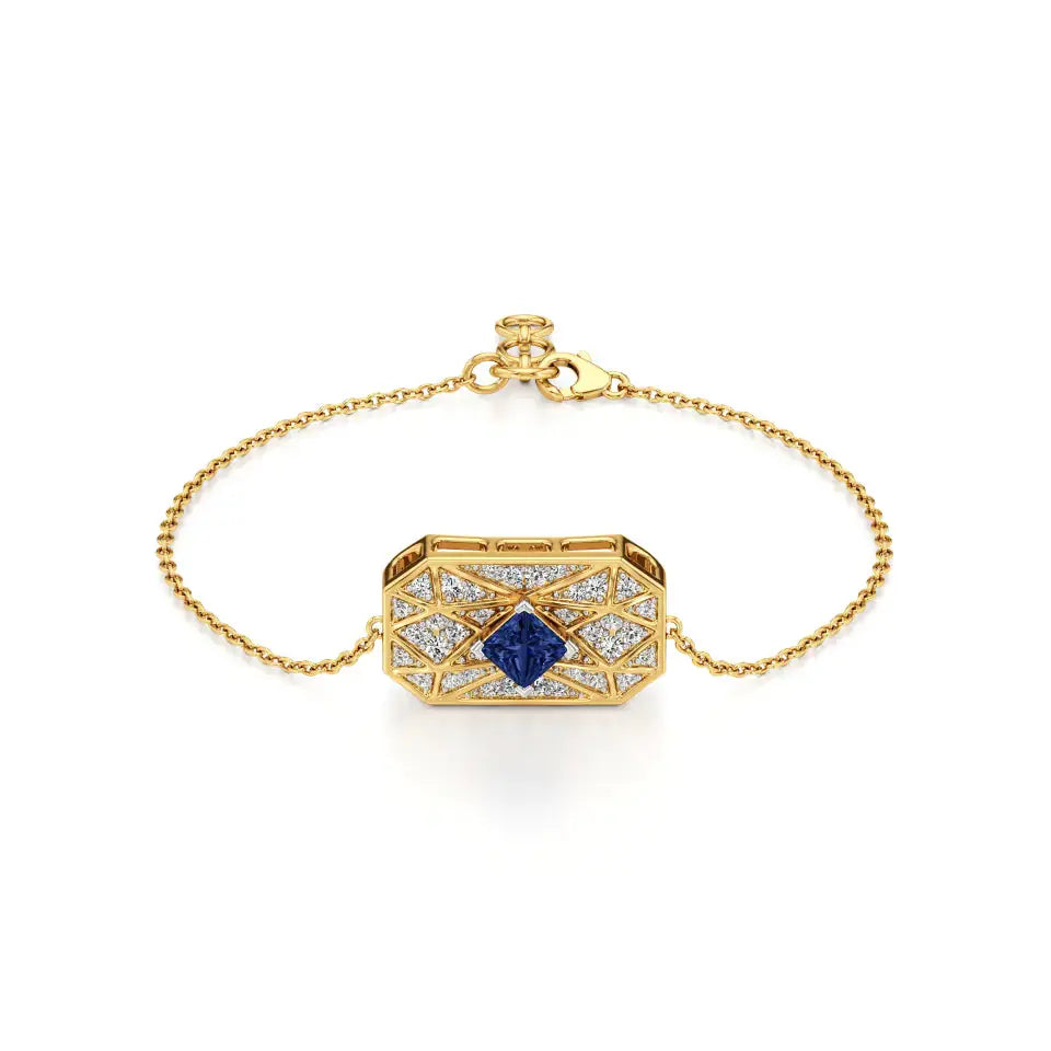 Rupak | Lab Grown Diamonds with Square-Cut Sapphire Chain Bracelet - Nivara