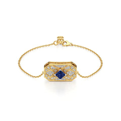 Rupak | Lab Grown Diamonds with Square-Cut Sapphire Chain Bracelet - Nivara
