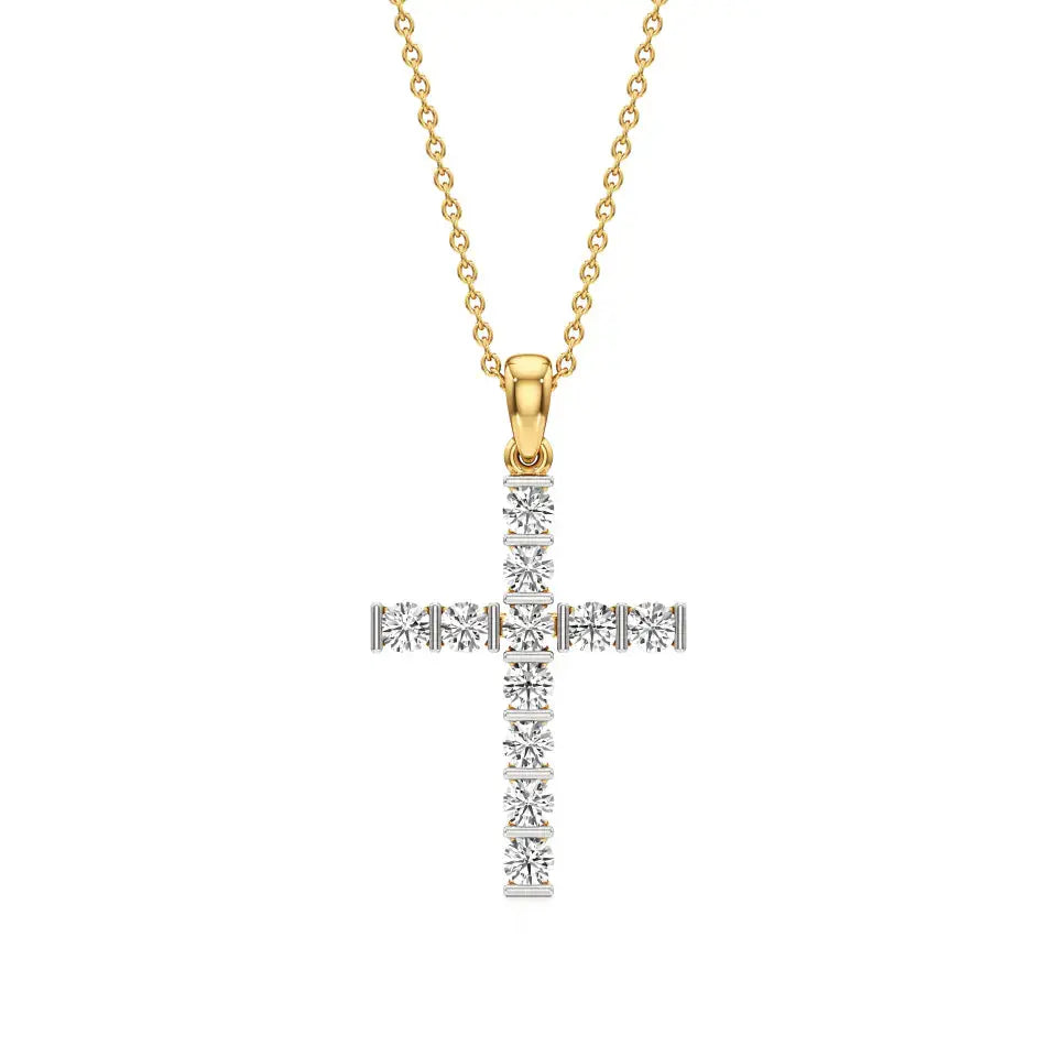 Aura | Round Lab Grown Diamond Cross Pendant - Nivara