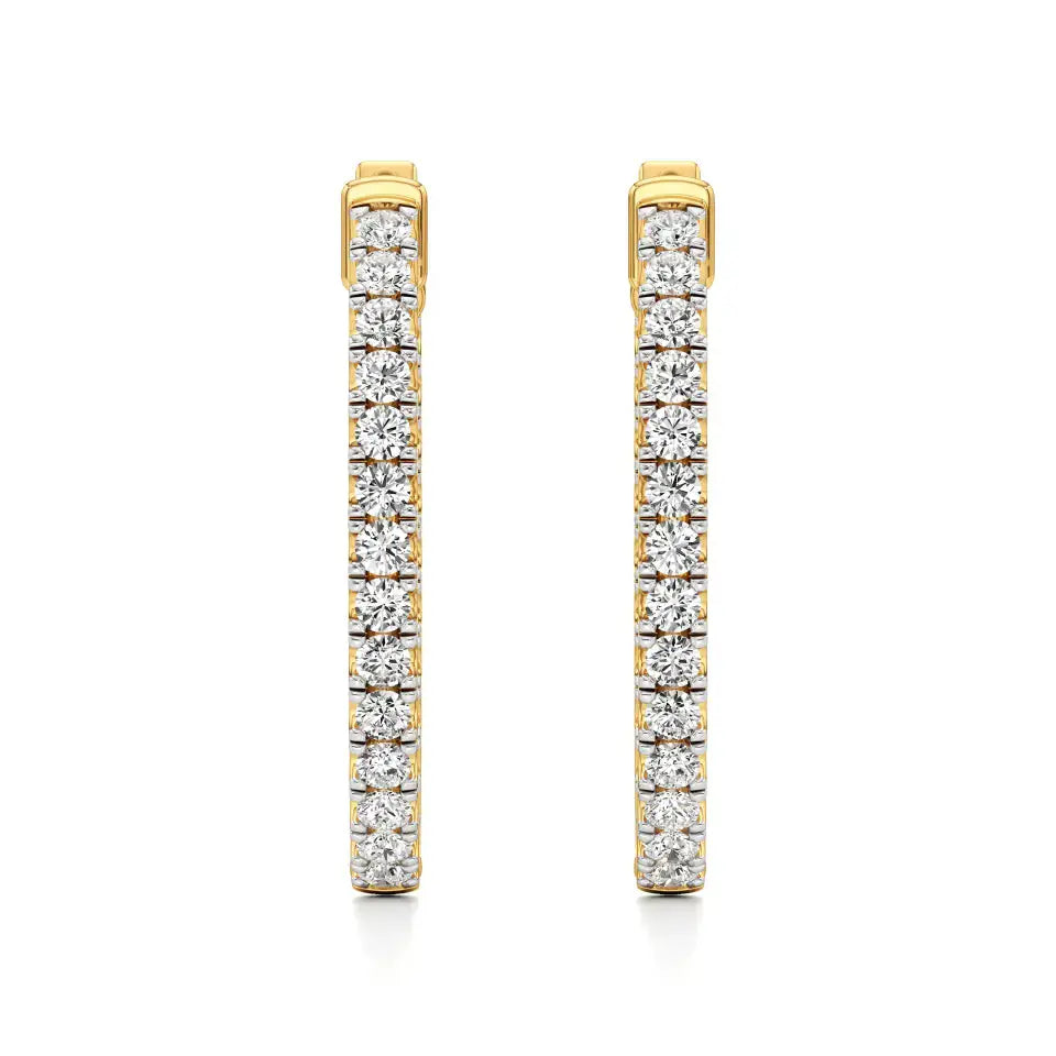 Mode | 32-Round Lab-Grown Diamond Inside-Outside Hoop Earrings - Nivara
