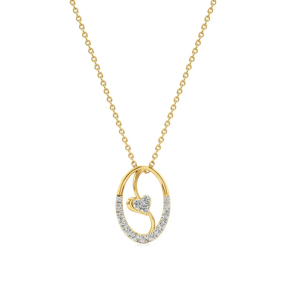 Sneh | Round Lab Grown Diamonds Heart Motif Pendant - Nivara