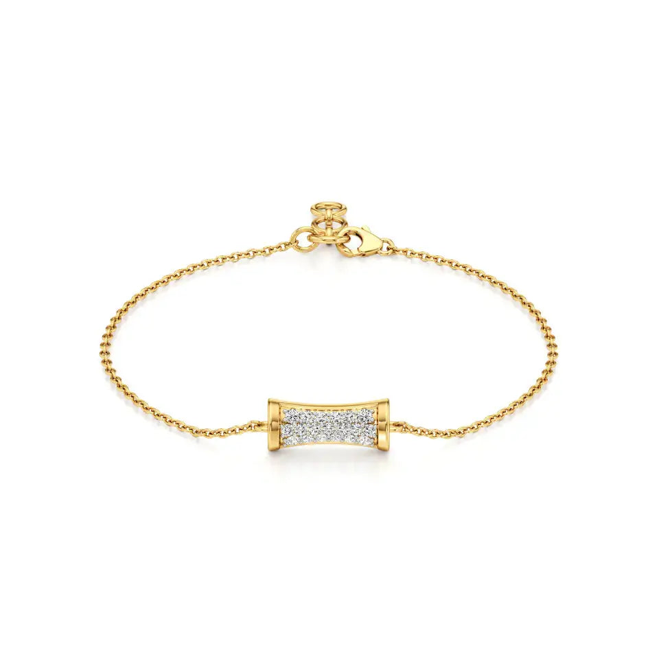 Rupak | Lab Grown Diamonds Cluster on Cylindrical Piece Chain Bracelet - Nivara