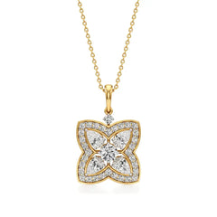 Flora | Classic Round & Pear Floral Halo Lab Grown Diamonds Pendant - Nivara