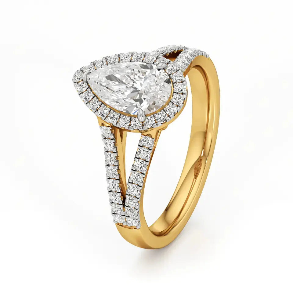 Mira | Pear Cut Solitaire with Halo - Nivara