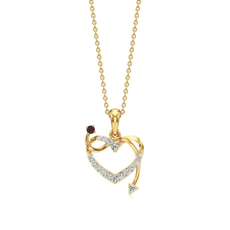 Sneh | Elegant Round Lab Grown Diamonds with Ruby Accent Heart Pendant - Nivara
