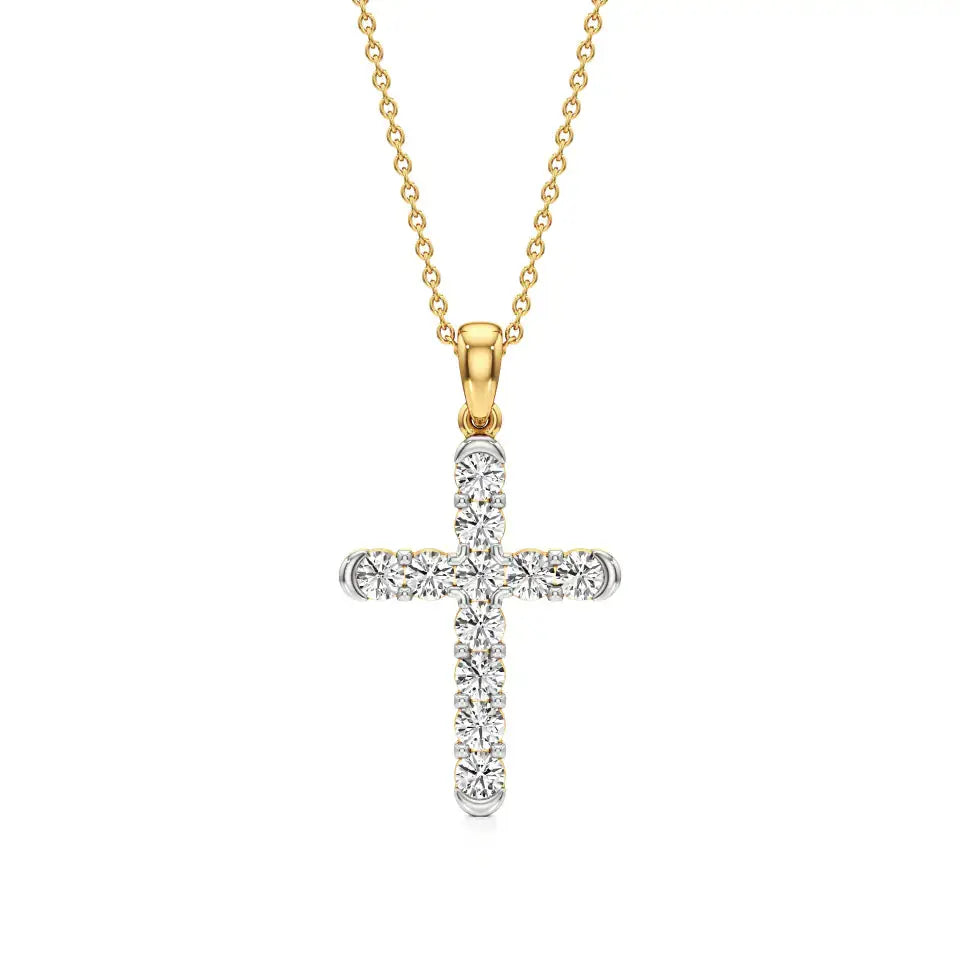 Aura | Round Lab Grown Diamond Bezel Setting Cross Pendant - Nivara