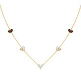 Sneh | Pear-Cut Ruby & Lab Grown Diamonds Heart Motif Necklace