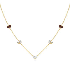 Sneh | Pear-Cut Ruby & Lab Grown Diamonds Heart Motif Necklace - Nivara