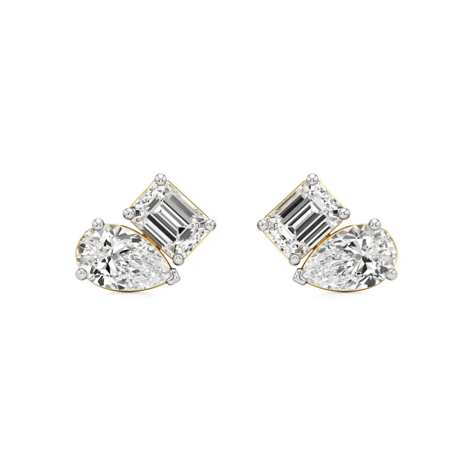 Toi et Moi | Pear & Emerald Lab-Grown Diamond Stud Earrings - Nivara