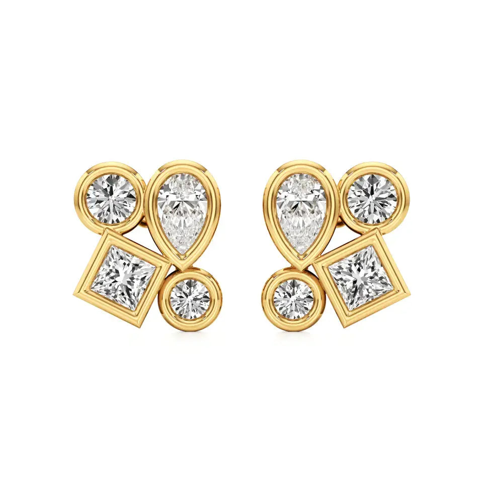 Celestia | Princess, Round and Pear Lab-Grown Diamonds Studs - Nivara