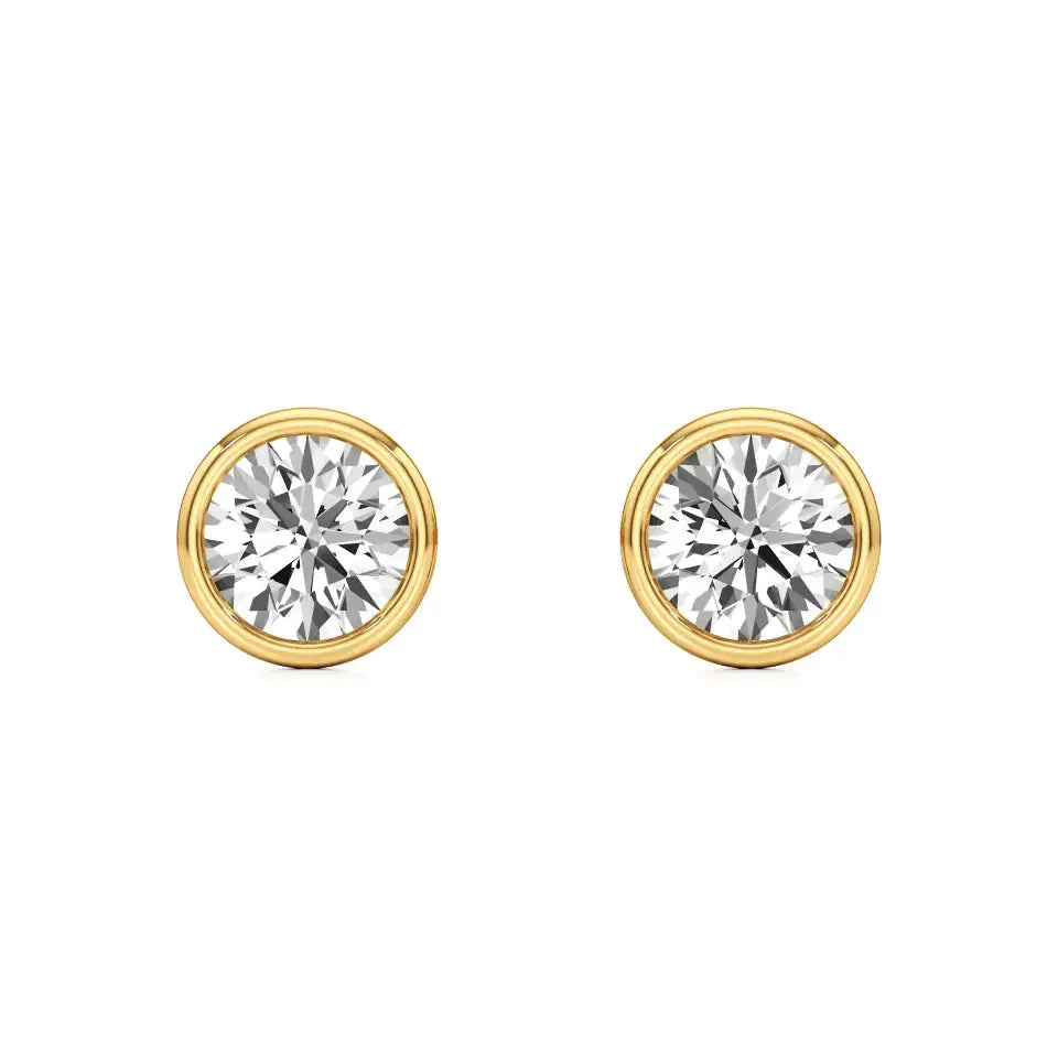 Mirage | Round Lab-Grown Diamond Studs with Bezel Setting - Nivara