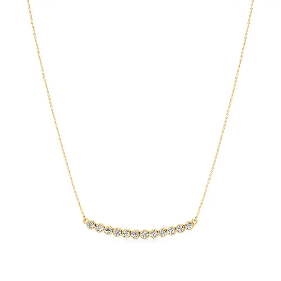Noor | Round Lab Grown Diamonds Bar Necklace - Nivara