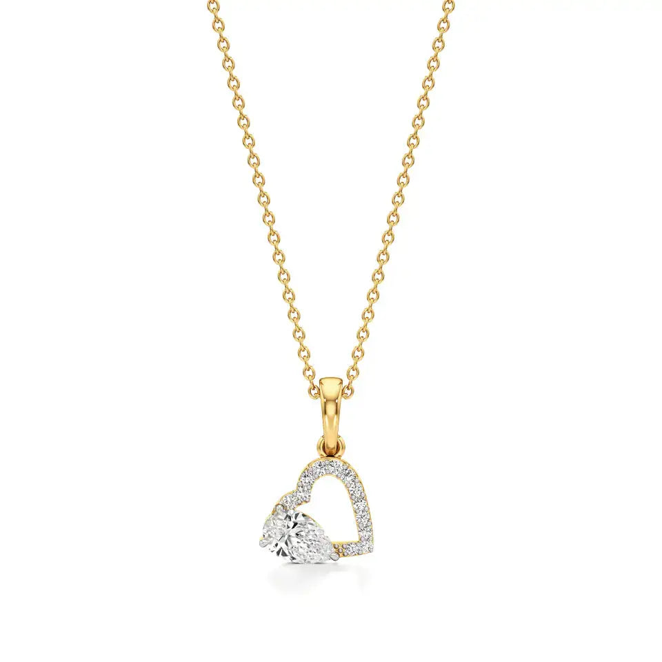Sneh | Classic Pear & Round Lab Grown Diamonds Pendant - Nivara