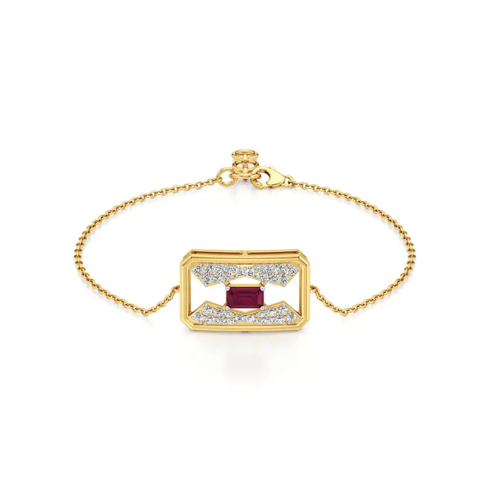 Rupak | Ruby Accented Round Lab Grown Diamonds Chain Bracelet - Nivara