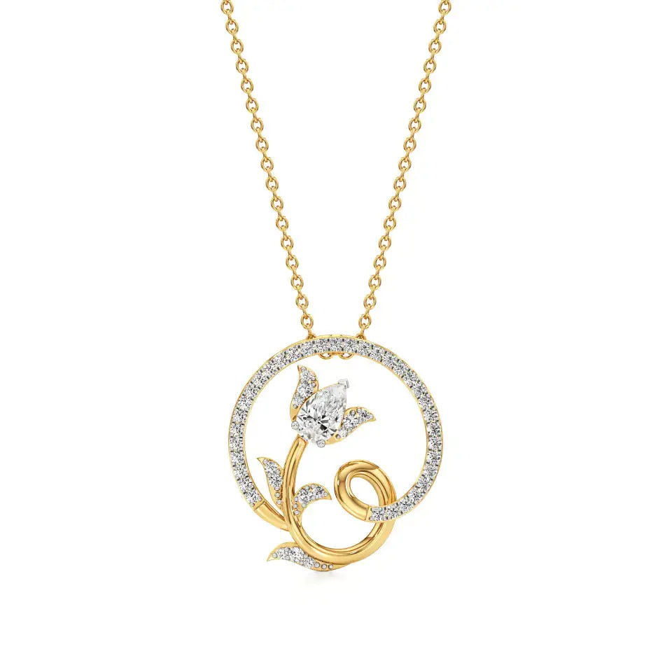 Flora | Pear & Round Lab Grown Diamonds Floral Pendant - Nivara