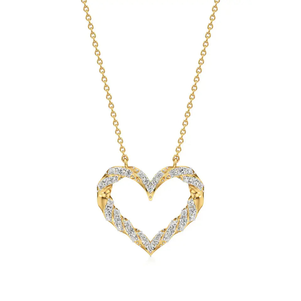 Sneh | Round Lab Grown Diamonds Twisted Heart Pendant - Nivara