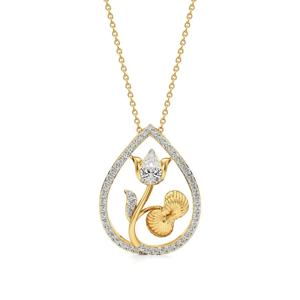 Flora | Pear & Round Lab Grown Diamonds Floral Pendant - Nivara