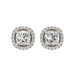 Mira | Cushion Solitaire with Halo Lab-Grown Diamond Studs - Nivara