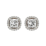 Mira | Cushion Solitaire with Halo Lab-Grown Diamond Studs - Nivara