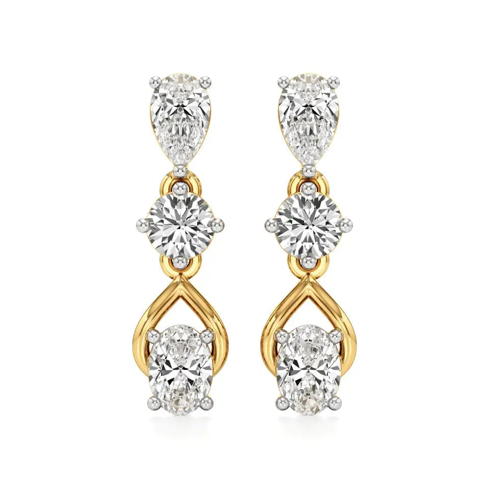 Vanya | Round, Pear and Oval Lab-Grown Diamonds Drop Earrings - Nivara