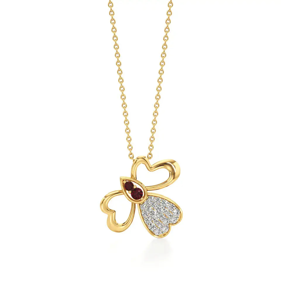 Vanya | Lab Grown Diamonds and Ruby Butterfly Wings Pendant - Nivara