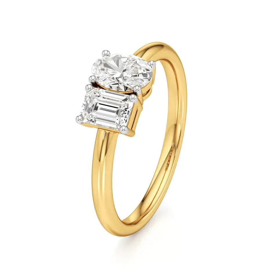 Toi et Moi | Oval & Emerald Lab-Grown Diamond Ring - Nivara