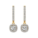 Mira | Cushion & Round Lab-Grown Diamond Halo Dangle Earrings - Nivara
