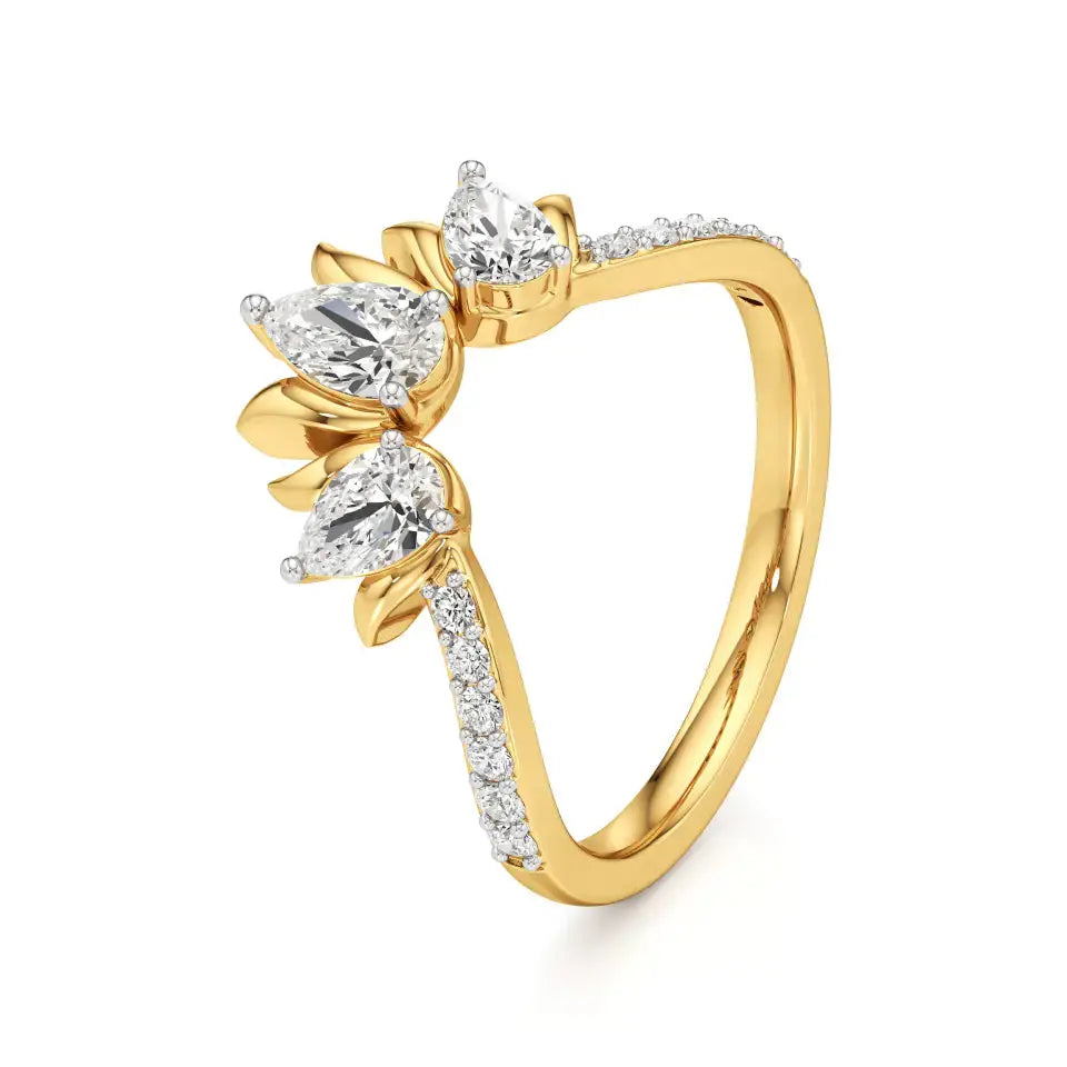 Flora | Round & Pear Lab-Grown Diamond Ring with Pav�� Accents - Nivara
