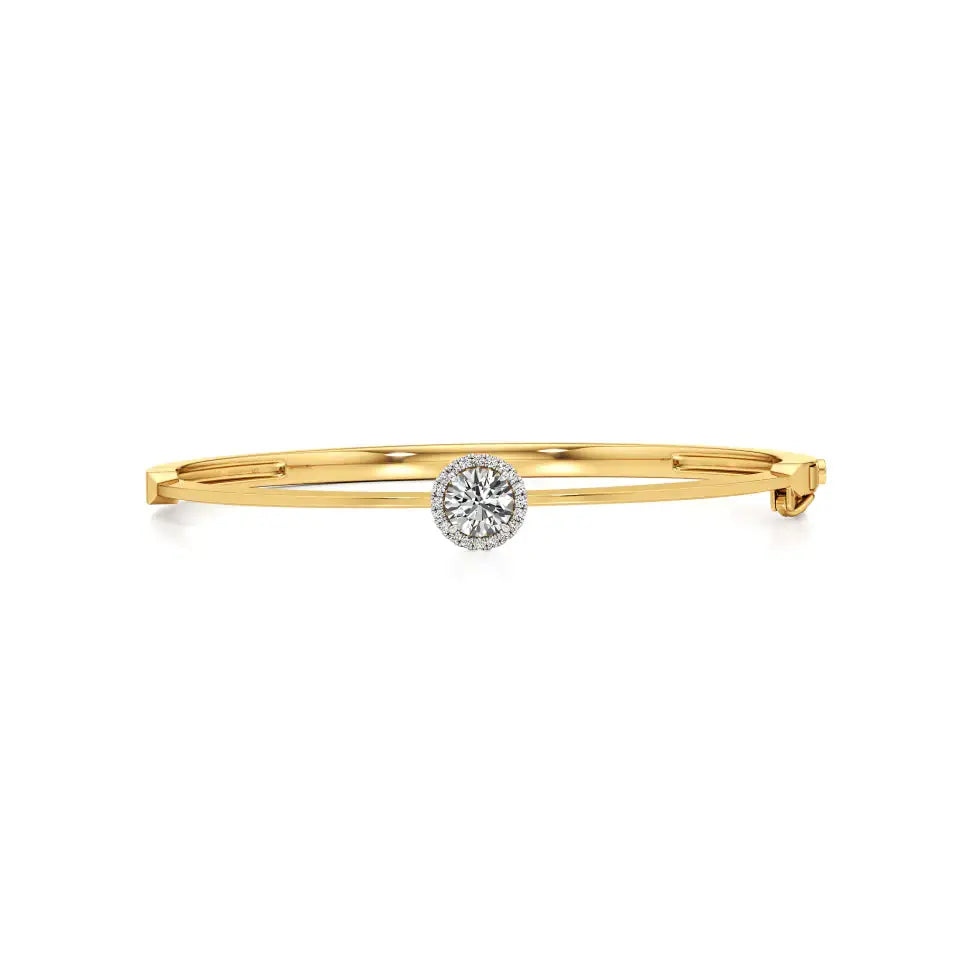 Mira | Round Lab Grown Diamond Halo Design Oval Bangle - Nivara