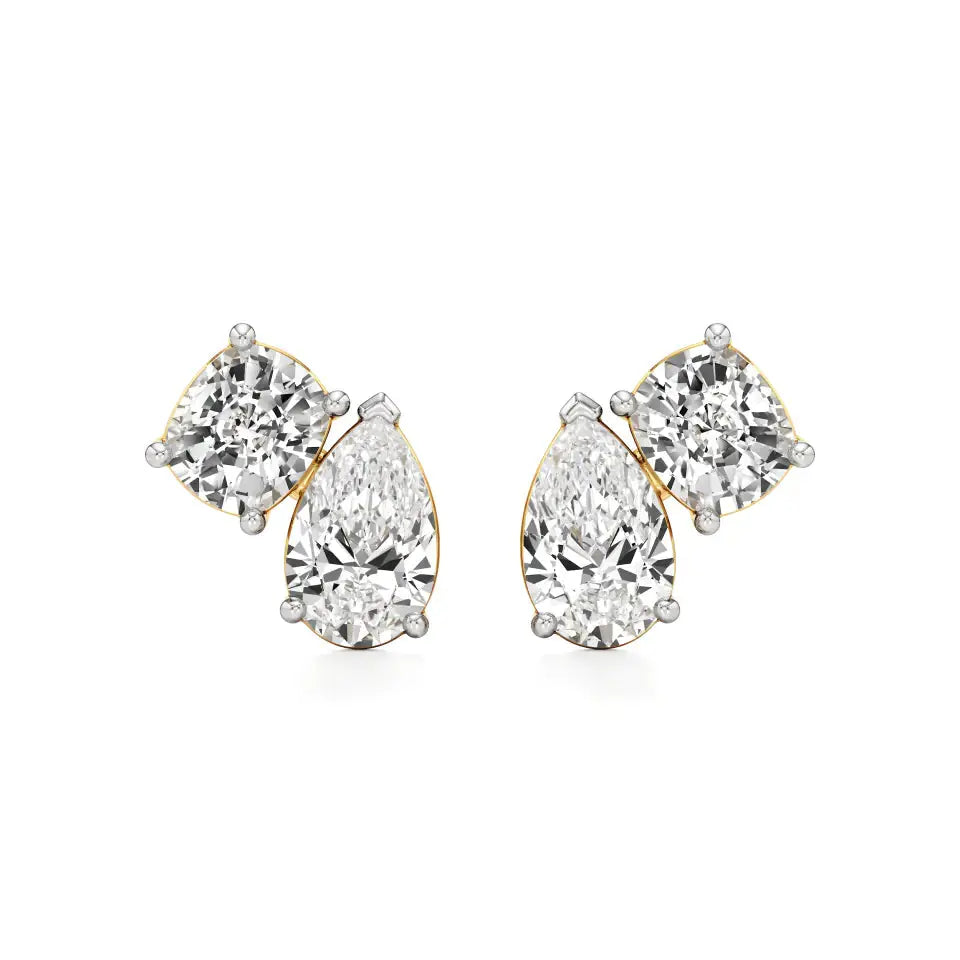 Toi et Moi | Cushion & Pear Lab-Grown Diamond Stud Earrings - Nivara