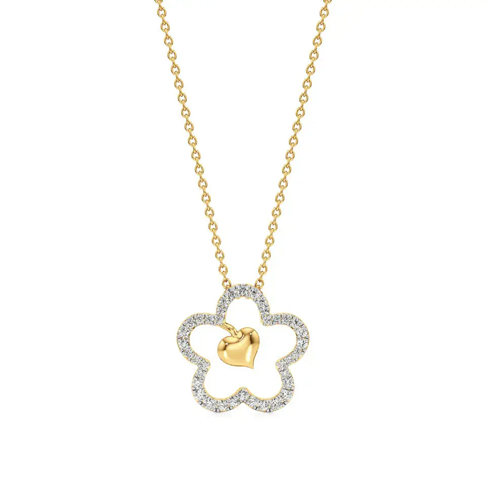 Flora | Floral Design Halo with Heart Motif Pendant - Nivara