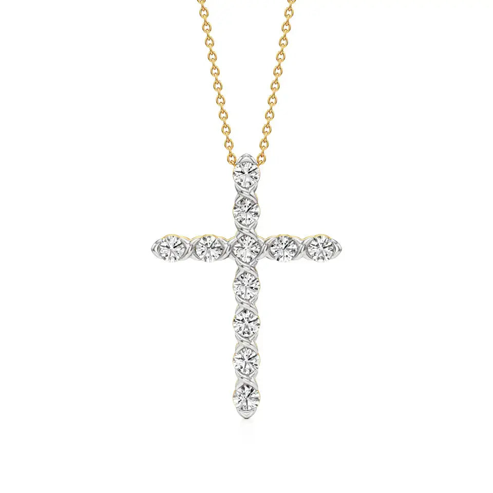 Aura | Classic Round Lab Grown Diamonds Cross Pendant - Nivara