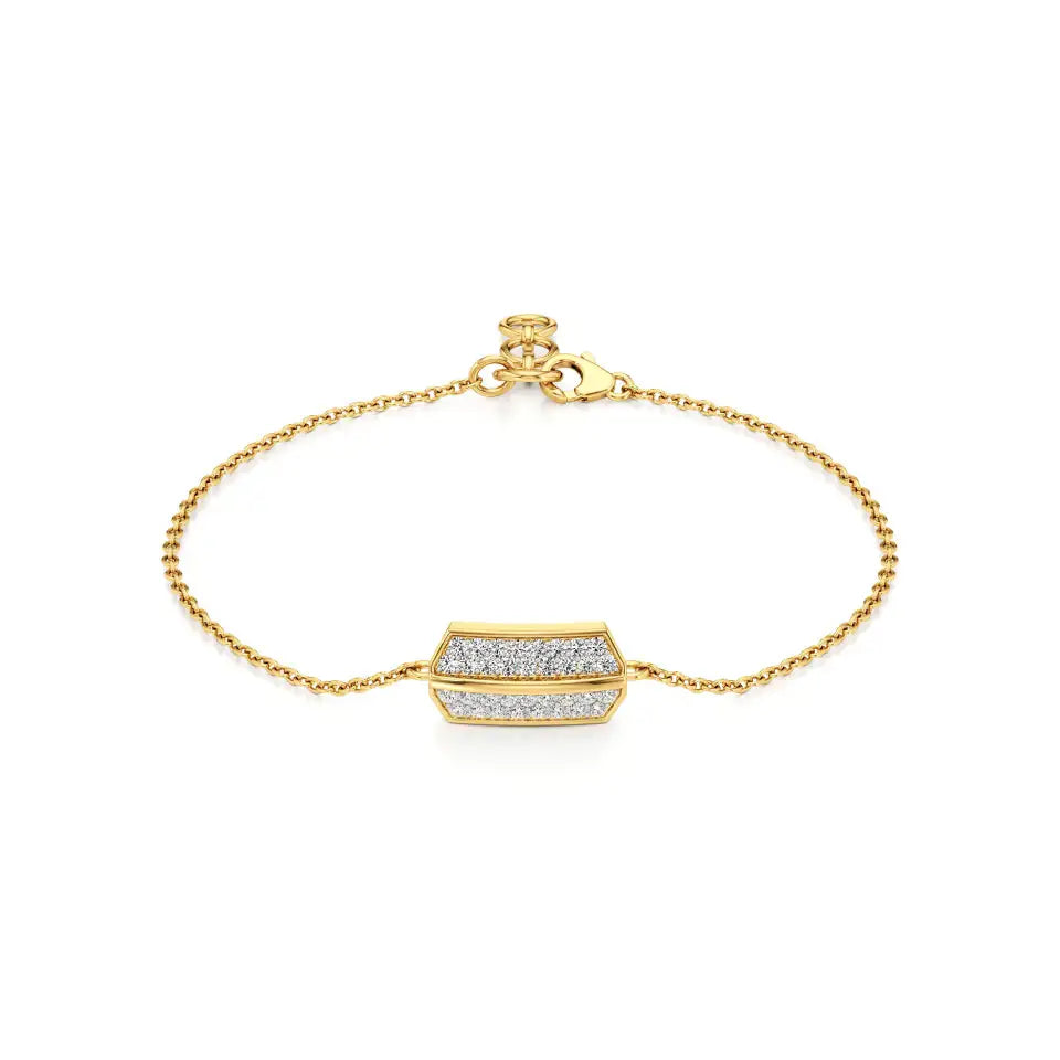Rupak | Round Lab Grown Diamonds Clustered on Hexagon Charm Bracelet - Nivara