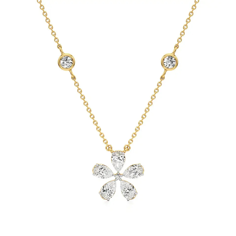 Flora | Pear & Round Lab Grown Diamonds Pendant - Nivara