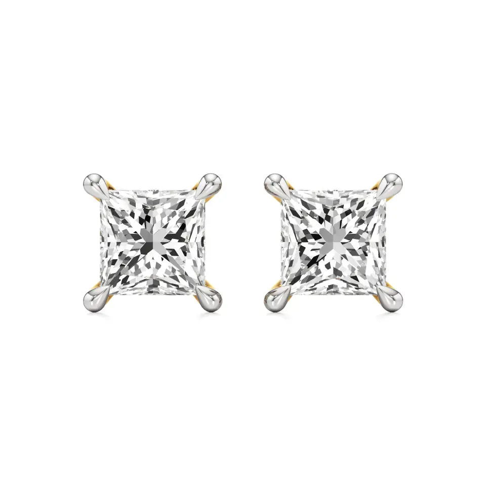 Thea | Studs with Four Prong Princess Lab-Grown Diamond - Nivara