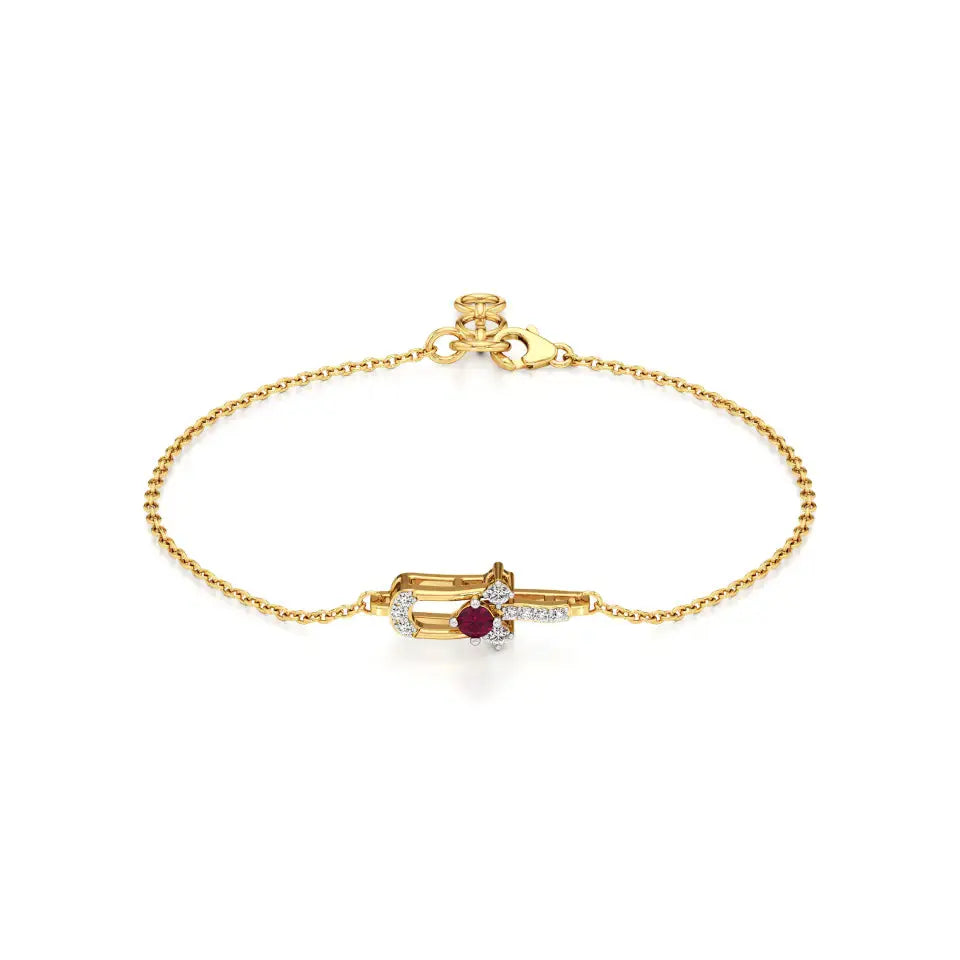 Mode | Round Lab Grown Diamonds with Ruby Accent Chain Bracelet - Nivara
