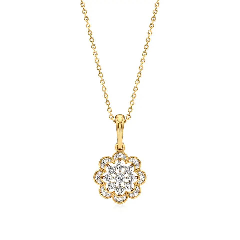Flora | Round Lab Grown Diamonds Floral Pendant - Nivara