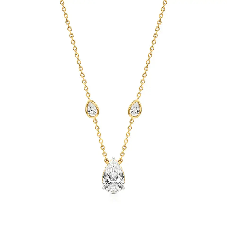 Mode | Pear Solitaire Lab Grown Diamond with 3-Prong Setting Pendant - Nivara