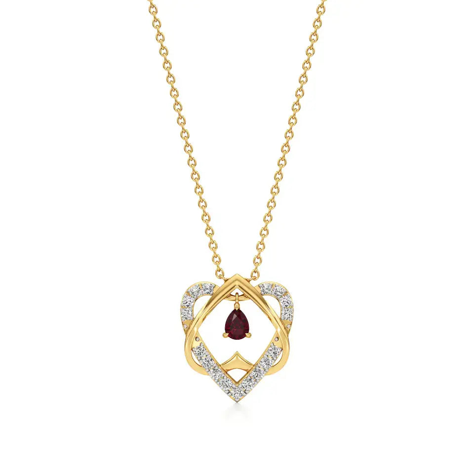 Sneh | Pear-Cut Ruby & Round Diamonds Pendant - Nivara