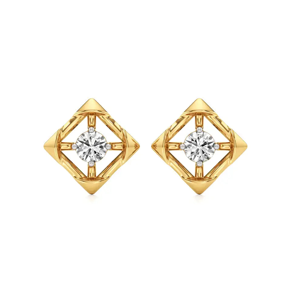 Nora | Round Solitaire Lab-Grown Diamond Square Studs - Nivara