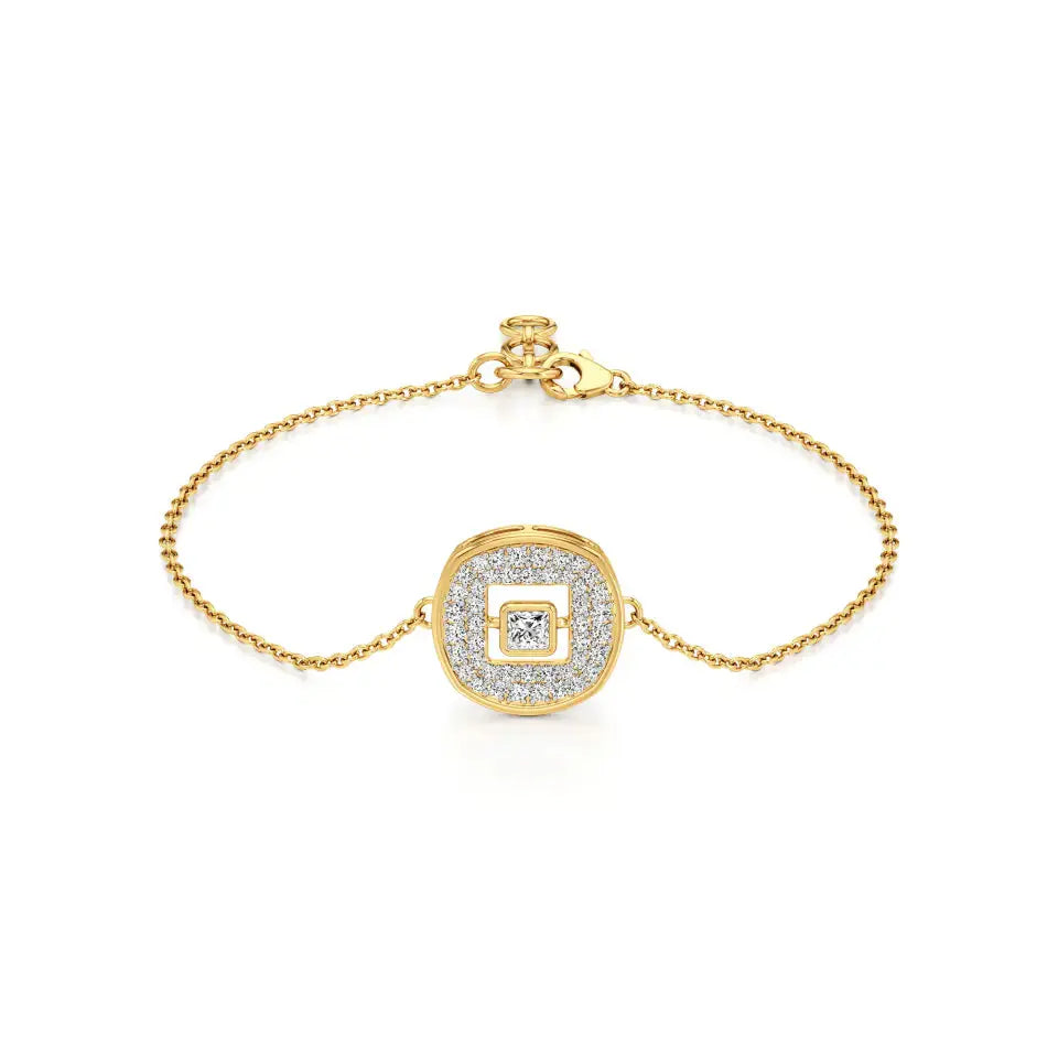 Celestia | Princess-Cut Lab Grown Diamond With Halo Chain Bracelet - Nivara