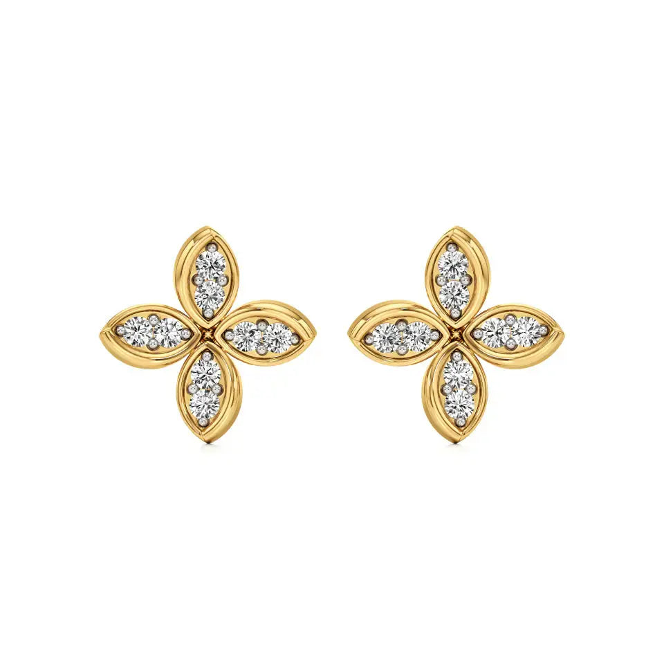 Flora | Round Lab-Grown Diamonds Floral Studs - Nivara