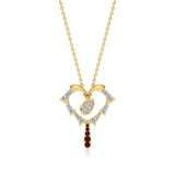 Sneh | Round Lab Grown Diamonds with Ruby Heart Pendant - Nivara