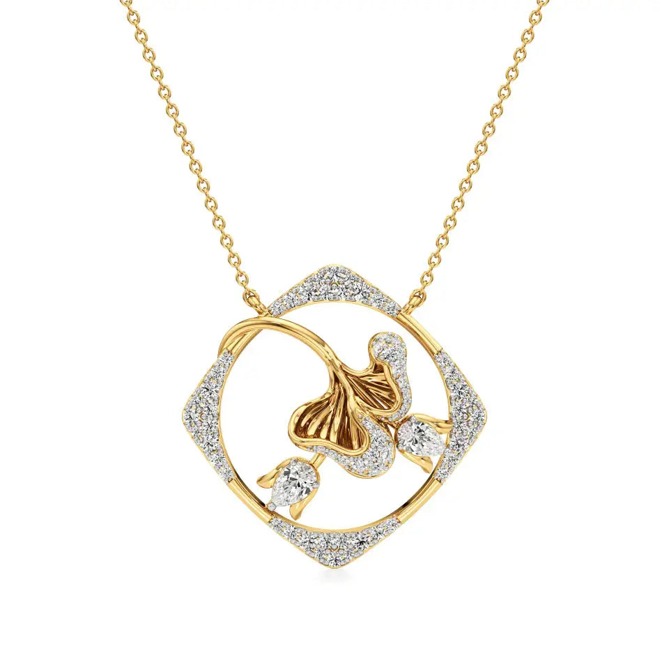 Flora | Pear & Round Lab Grown Diamonds Floral Pendant - Nivara