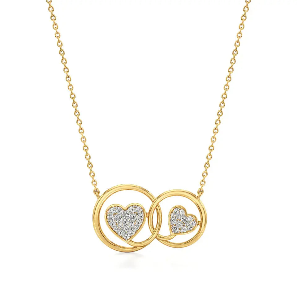 Sneh | Elegant Round Lab Grown Diamonds Dual Heart Pendant - Nivara