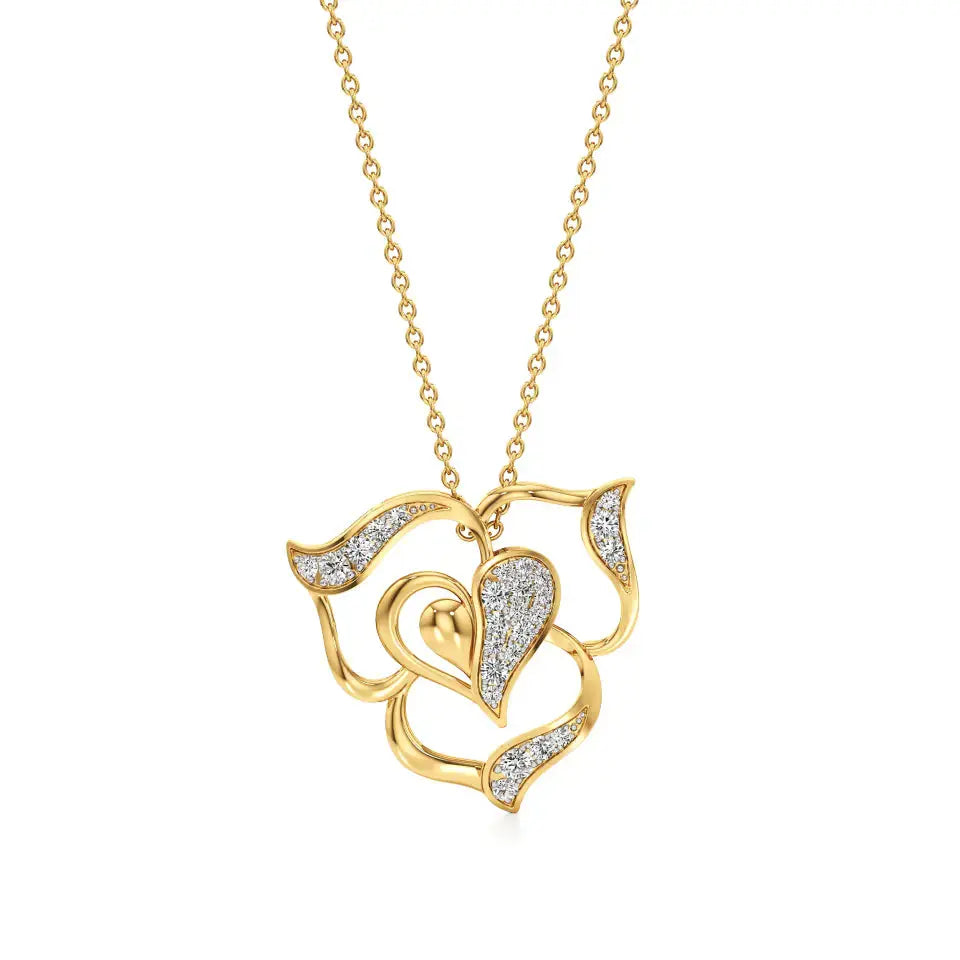 Sneh | Round Lab Grown Diamonds Heart & Petals Pendant - Nivara